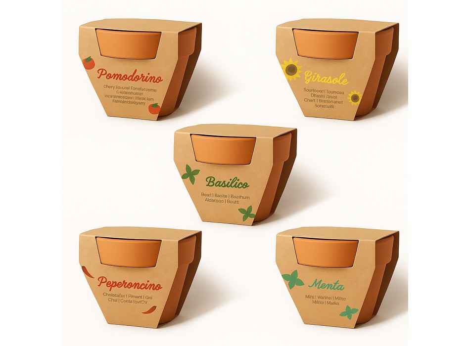 Vasetto in terracotta naturale con torba e capsula biodegradabile contenente semi FullGadgets.com