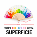 Ventaglio stampato con manico in legno - altezza 23 cm 