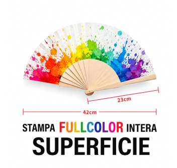 Ventaglio stampato con manico in legno - altezza 23 cm  FullGadgets.com