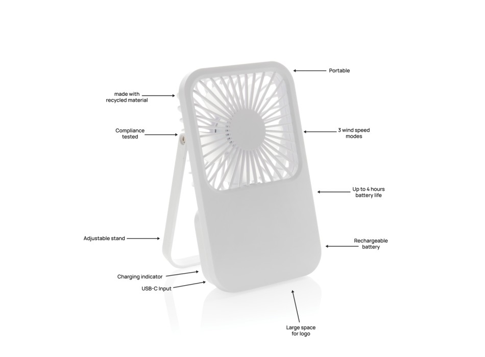 Ventilatore ricaricabile da tavolo Aervina uin rPlastica RCS FullGadgets.com