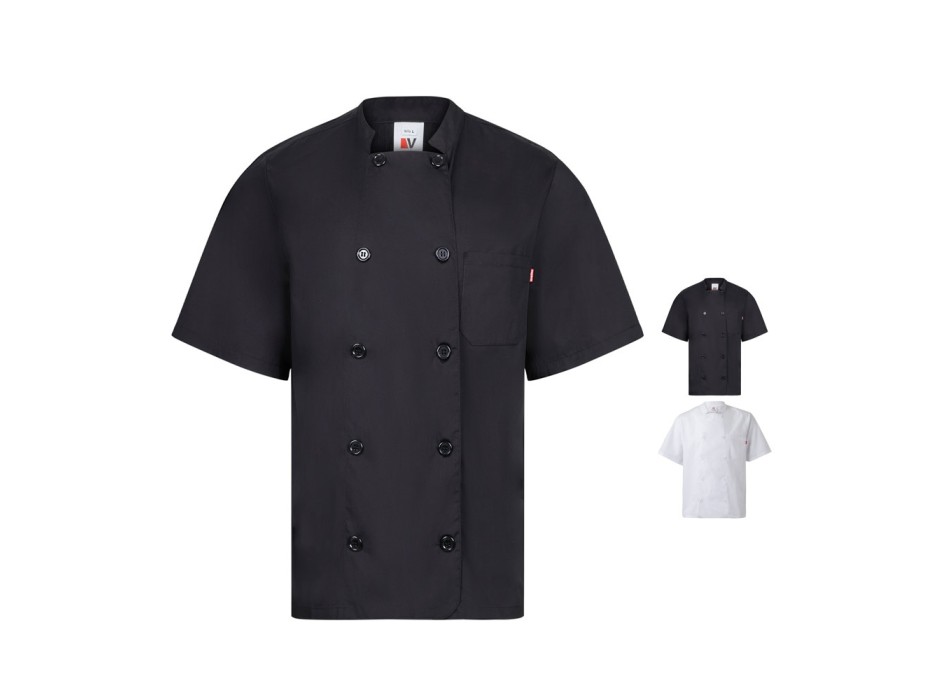 VL DURGA. Giacca da cucina in popeline (110g/m²) a maniche corte, in cotone (35%) e poliestere (65%) FullGadgets.com