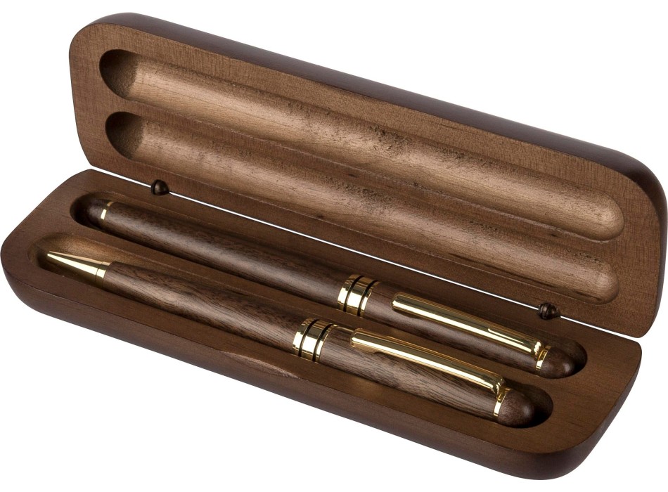 Walnut wooden pen set Adelina FullGadgets.com