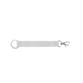 WALSALL. Lanyard corto per stampa a sublimazione, realizzato in poliestere riciclato (100% rPET) con anello standard e moschettone