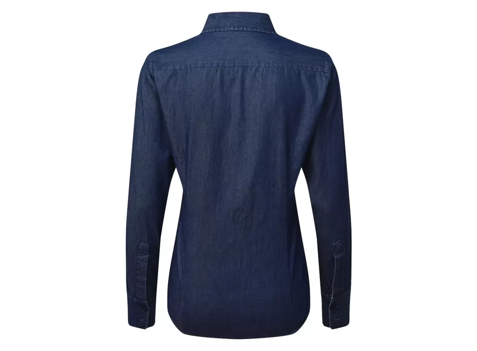 Women's Denim-Pindot Long Sleeve Shirt FullGadgets.com