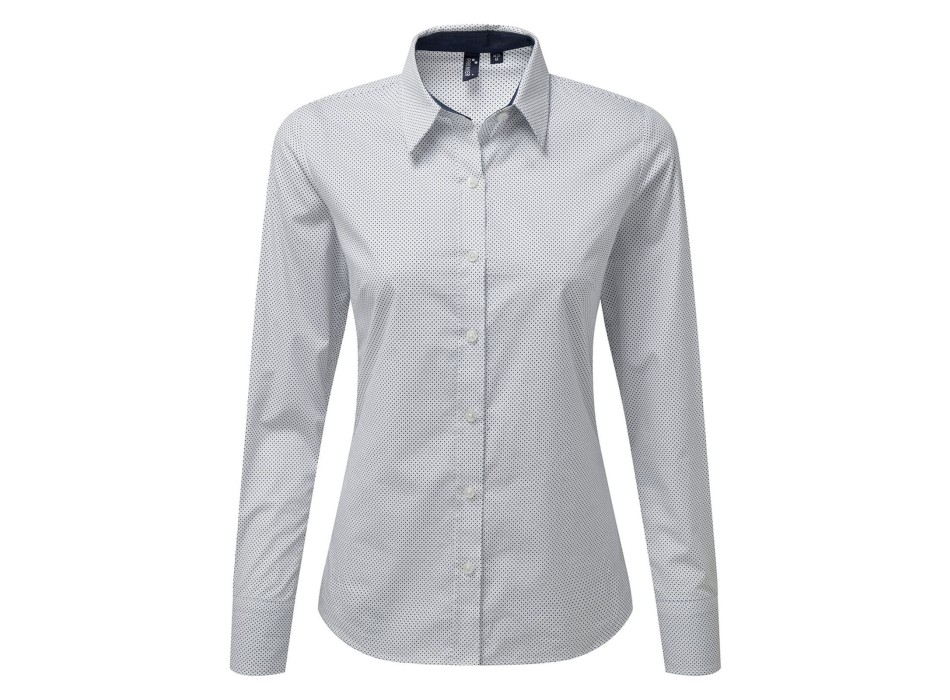 Women's Denim-Pindot Long Sleeve Shirt FullGadgets.com