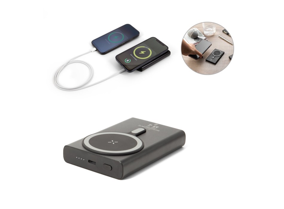 WRIGHT 10. Power bank magnetico con ricarica super rapida in alluminio riciclato e ABS riciclato 10'000 mAh FullGadgets.com