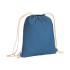 Zainetto a tinta unita in cotone riciclato 140 g/m2. Chiusura con doppi cordini
