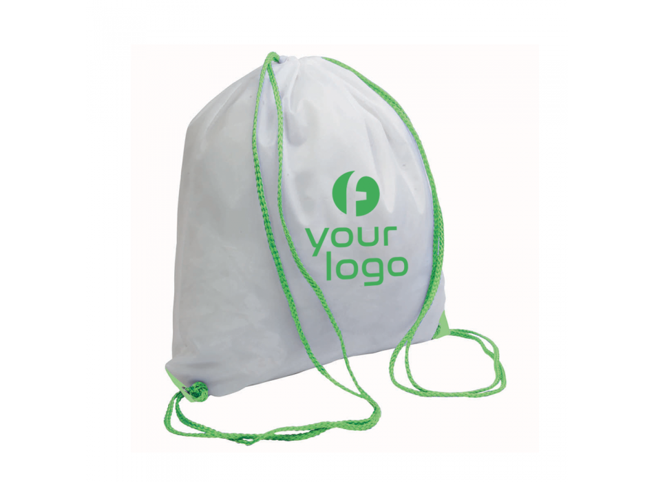 Zainetto bianco in poliestere 210 T con chiusura a strozzo, angoli rinforzati FullGadgets.com