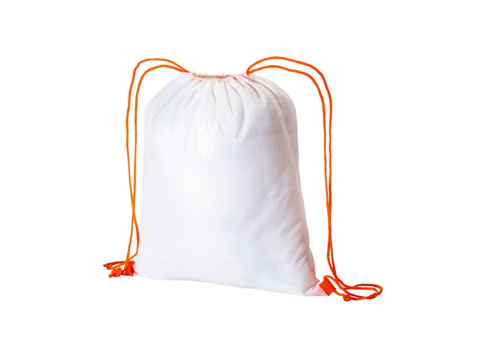Zainetto bianco in poliestere 210 T con chiusura a strozzo e cordini colorati FullGadgets.com