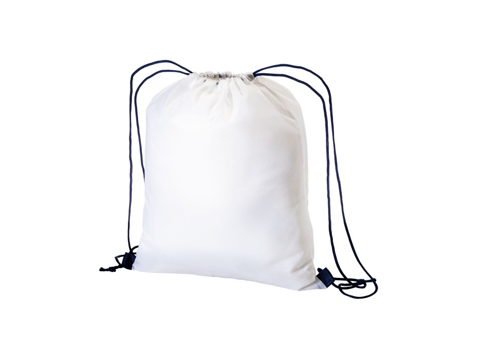 Zainetto bianco in poliestere 210 T con chiusura a strozzo e cordini colorati FullGadgets.com