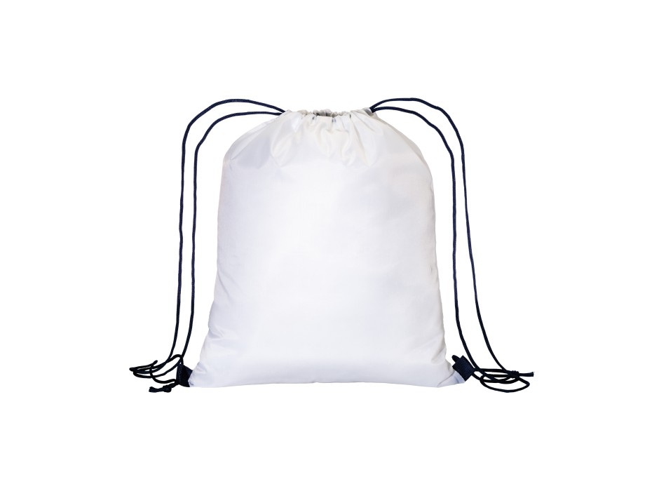Zainetto bianco in poliestere 210 T con chiusura a strozzo e cordini colorati FullGadgets.com