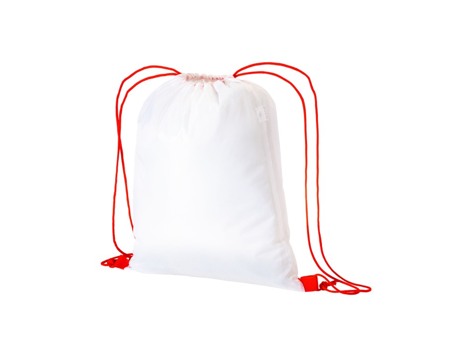 Zainetto bianco in poliestere 210 T con chiusura a strozzo e cordini colorati FullGadgets.com