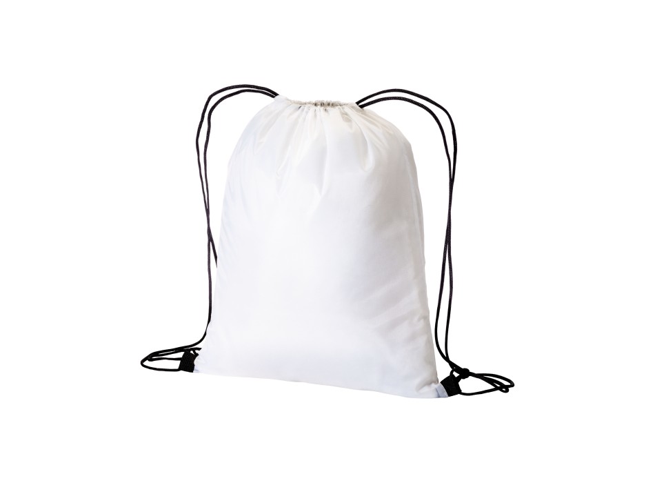 Zainetto bianco in poliestere 210 T con chiusura a strozzo e cordini colorati FullGadgets.com
