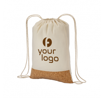 Zainetto in cotone 135 g/m2 con chiusura a strozzo,  base in sughero FullGadgets.com