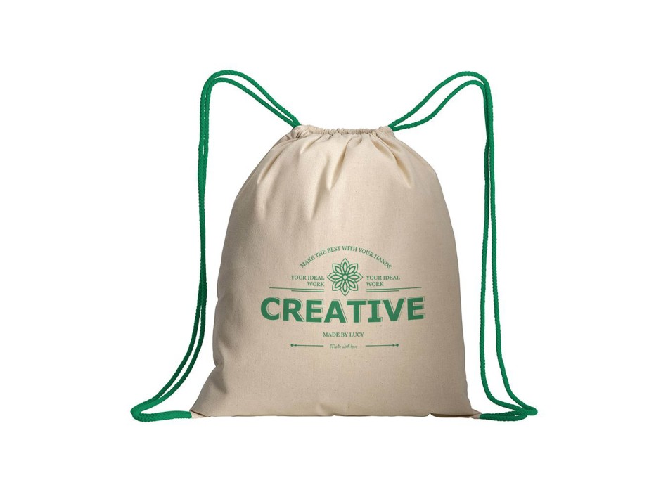 Zainetto in cotone naturale con chiusura a strozzo e cordini colorati FullGadgets.com