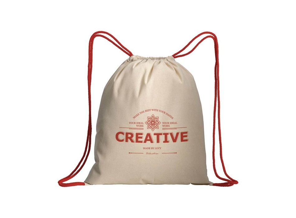 Zainetto in cotone naturale con chiusura a strozzo e cordini colorati FullGadgets.com