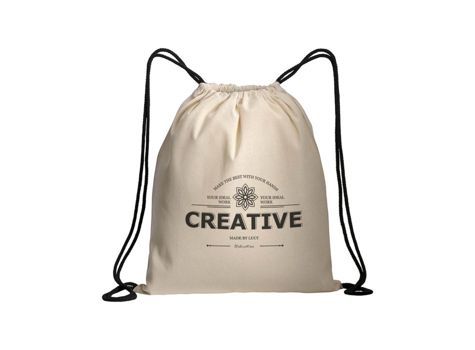 Zainetto in cotone naturale con chiusura a strozzo e cordini colorati FullGadgets.com