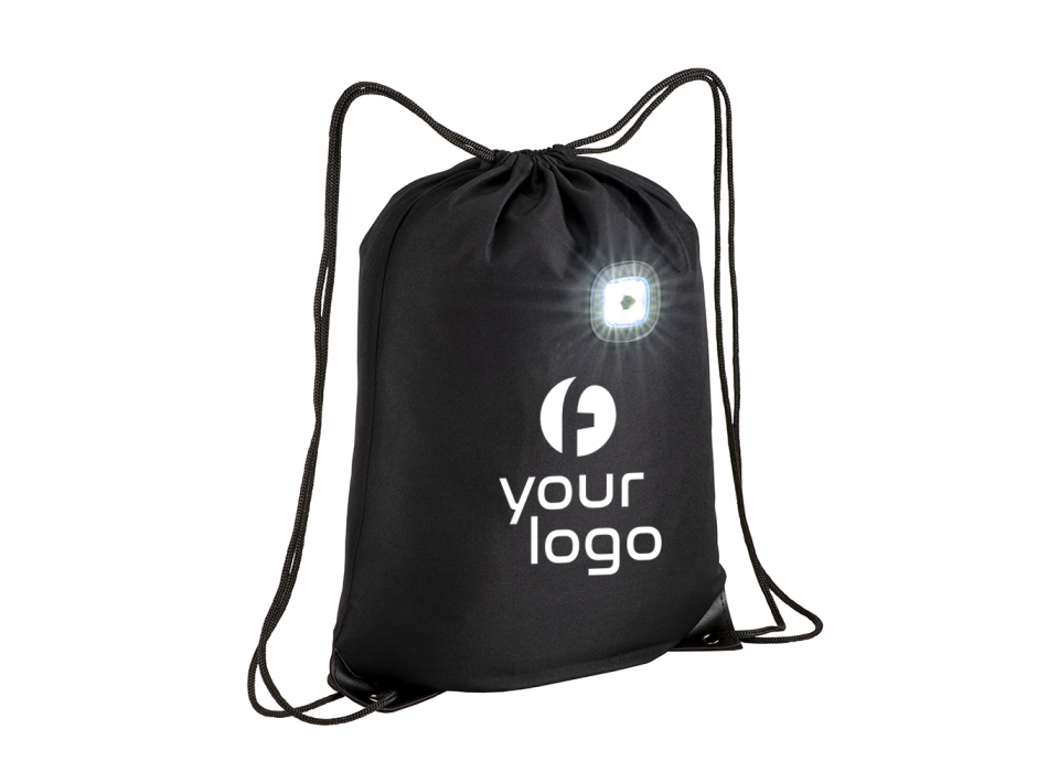 Zainetto in poliestere 300T con luce LED COB, angoli rinforzati. FullGadgets.com