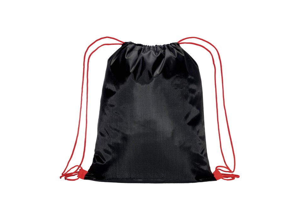 Zainetto nero in poliestere 210 T con chiusura a strozzo e cordini colorati FullGadgets.com