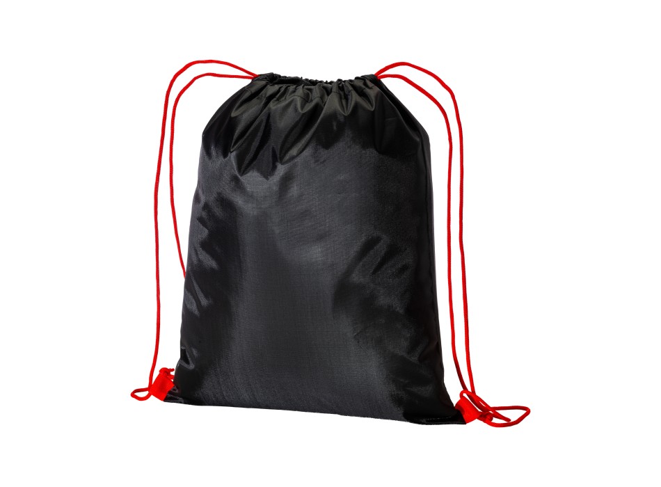 Zainetto nero in poliestere 210 T con chiusura a strozzo e cordini colorati FullGadgets.com