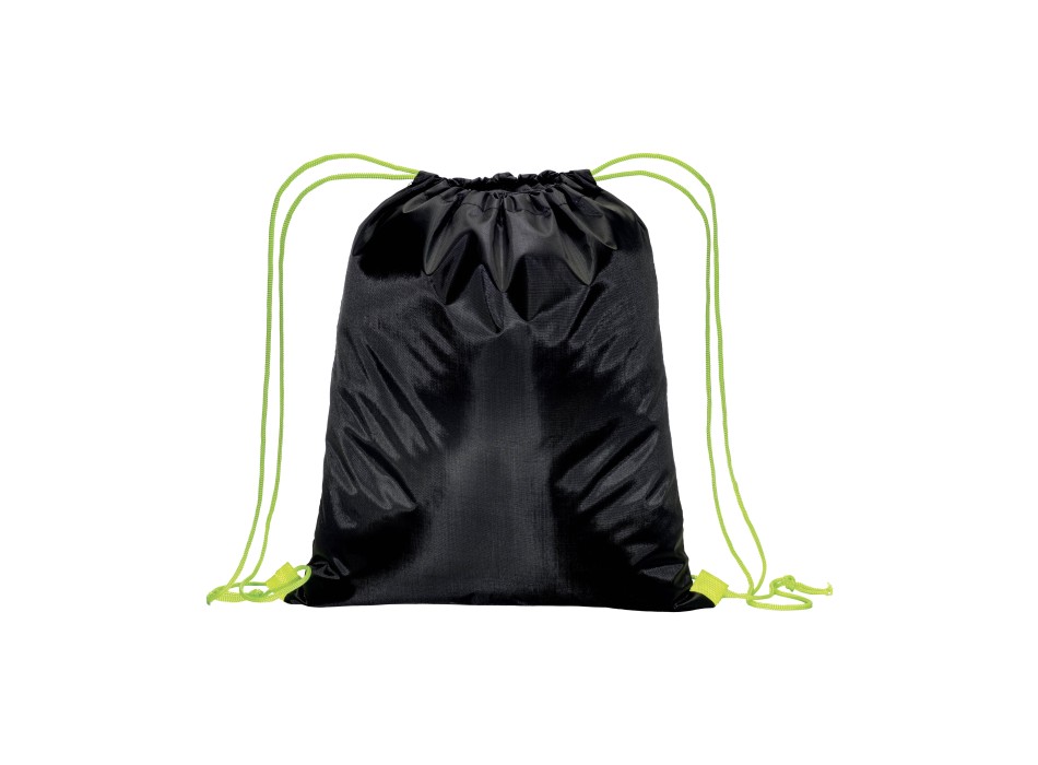 Zainetto nero in poliestere 210 T con chiusura a strozzo e cordini colorati FullGadgets.com