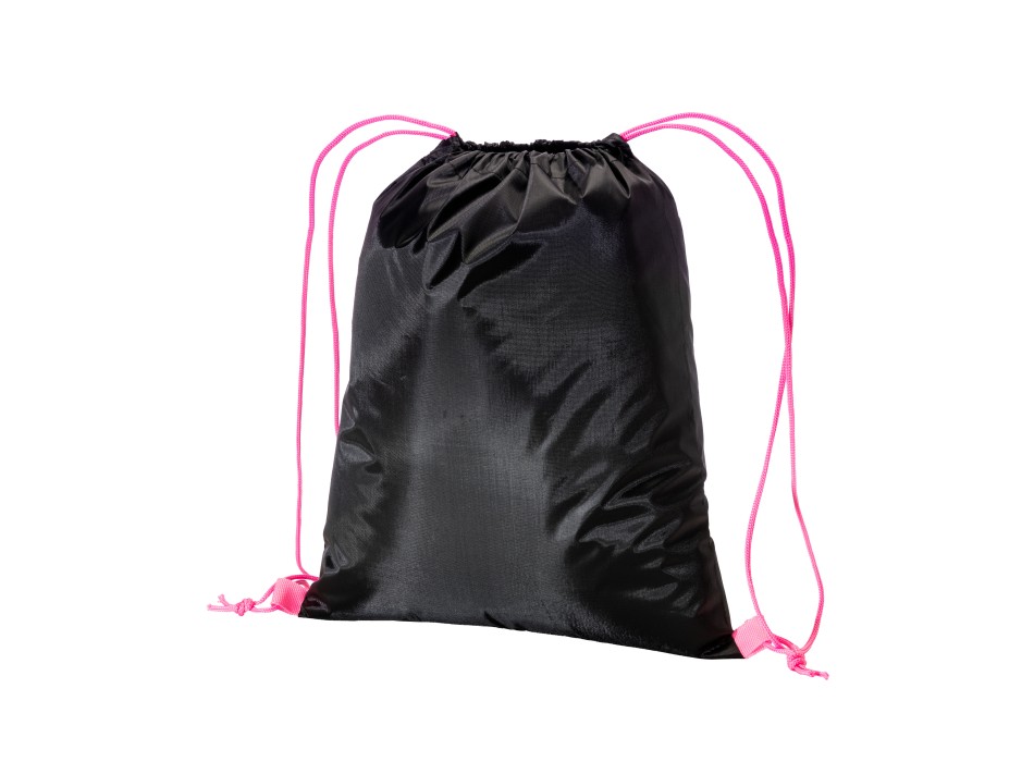 Zainetto nero in poliestere 210 T con chiusura a strozzo e cordini colorati FullGadgets.com