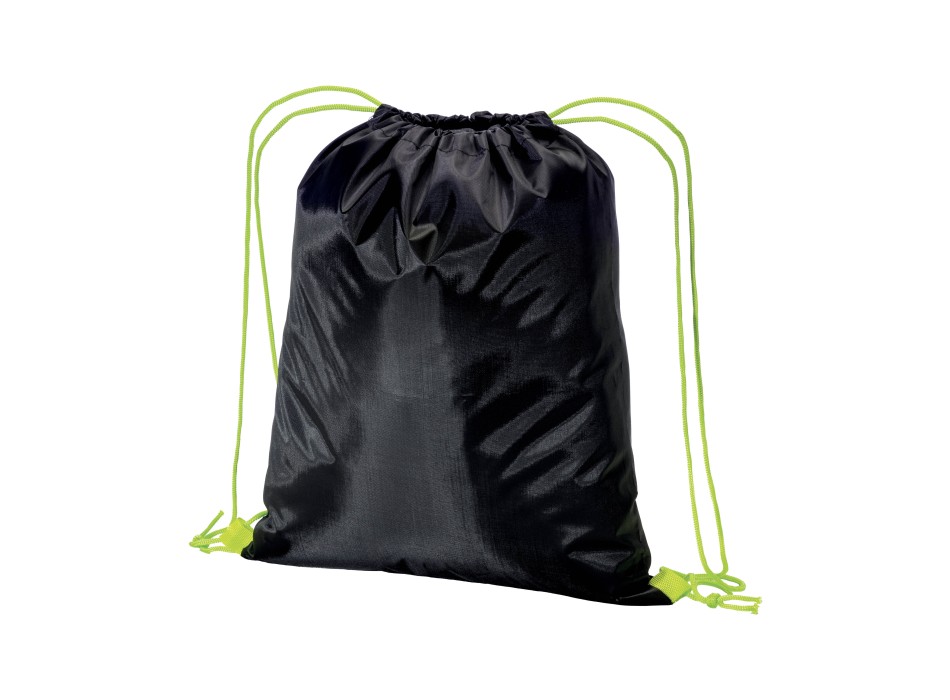 Zainetto nero in poliestere 210 T con chiusura a strozzo e cordini colorati FullGadgets.com