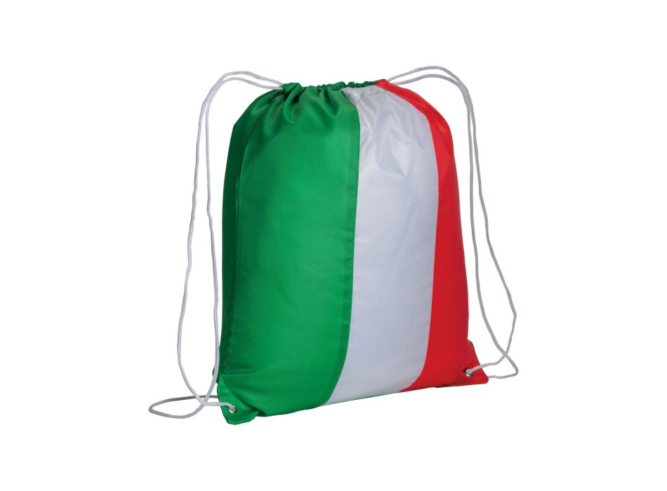 Zainetto tricolore in  poliestere 210 T con chiusura a strozzo e angoli rinforzati FullGadgets.com