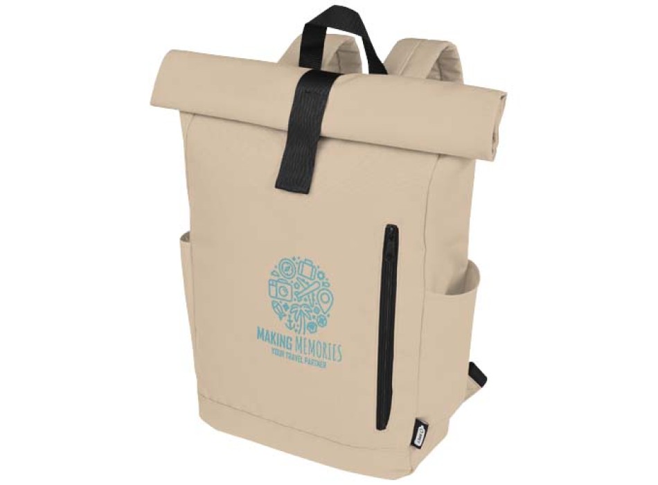 Zaino con chiusura arrotolabile per portatile da 15,6" in PET riciclato certificato GRS Byron 18L FullGadgets.com