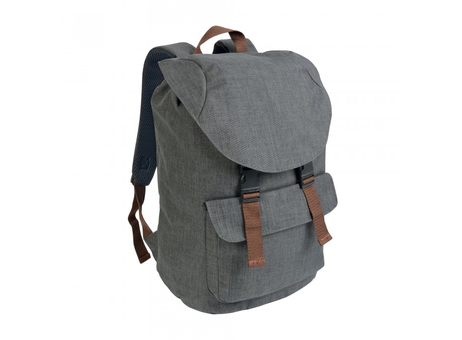 Zaino in poliestere two tone effetto melange con 2 tasche FullGadgets.com